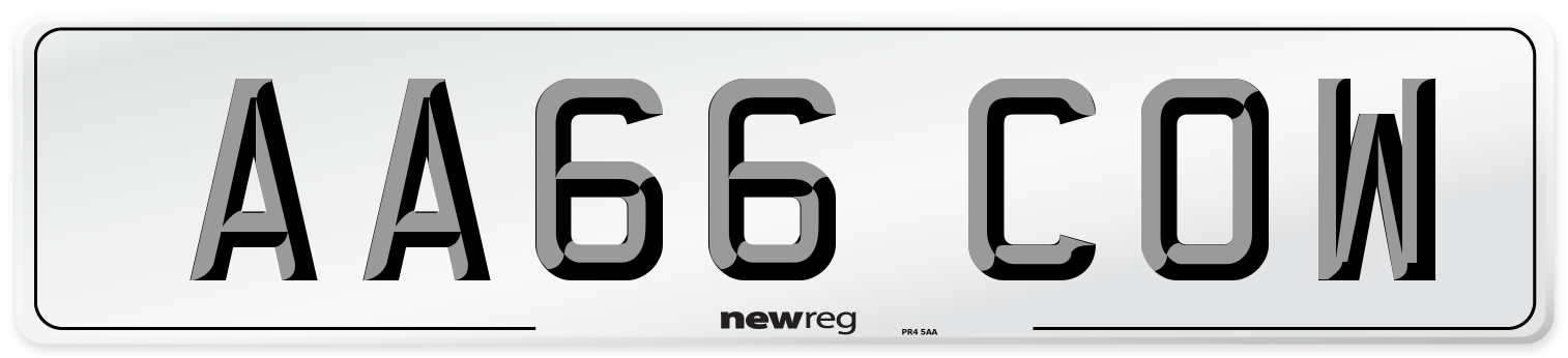 AA66 COW Number Plate from New Reg